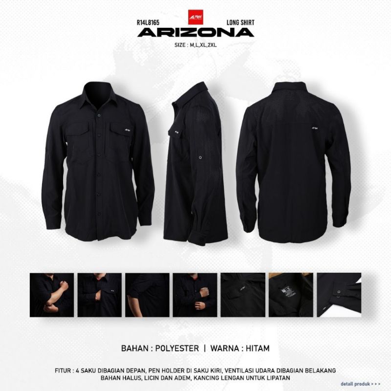 Baju Kemeja Lengan Panjang Pria ARIZONA BLK AREI OUTDOORGEAR - BAJU KEMEJA LAPANGAN LENGAN PANJANG A