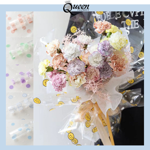 

20 LEMBAR Kertas Buket Smile Cellophane Flower Wrapping KB64