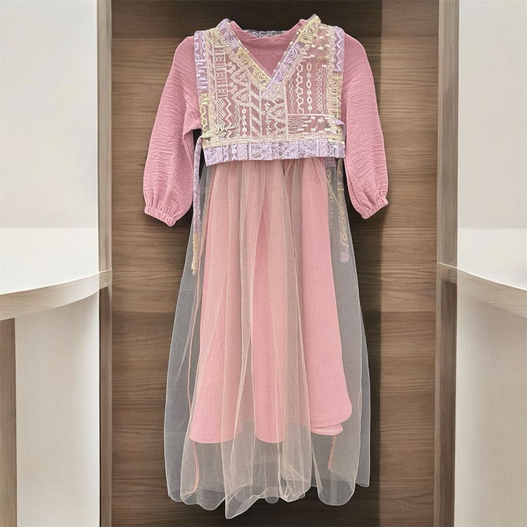 Gamis Anak Perempuan Brokat Mix Tile Anak Gamis Anak Nafeesa Lebaran