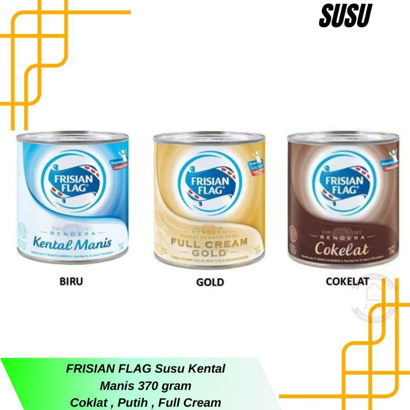 

Frisian Flag Susu Kental Manis Coklat Putih Gold Full Cream Kaleng 370 gram