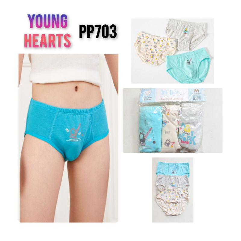 PP703 Pack Panty celana dalam Young Hearts anak laki laki katun S M L