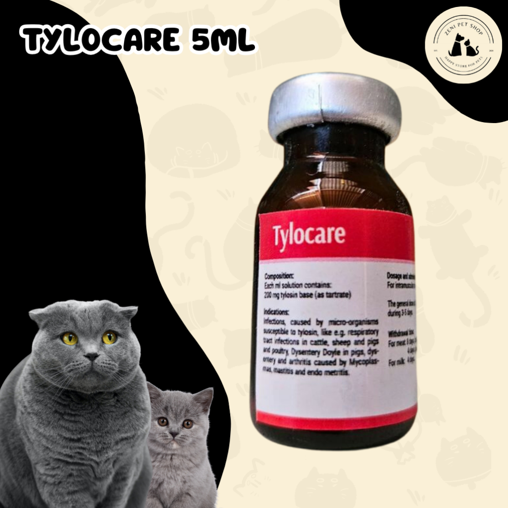 Tylocare Injeksi 5 ml - Tylosin 200 mg - Untuk Hewan Sakit PNEUMONIA