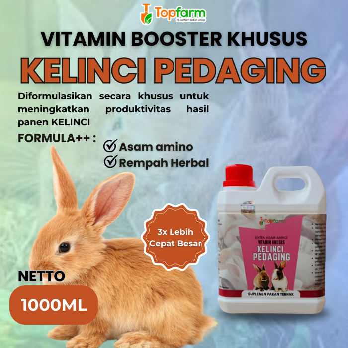 Vitamin Penggemuk Kelinci 1LITER/ Vitamin Kelinci Pedaging/ Vitamin Herbal Penggemuk Kelinci/ Pengge