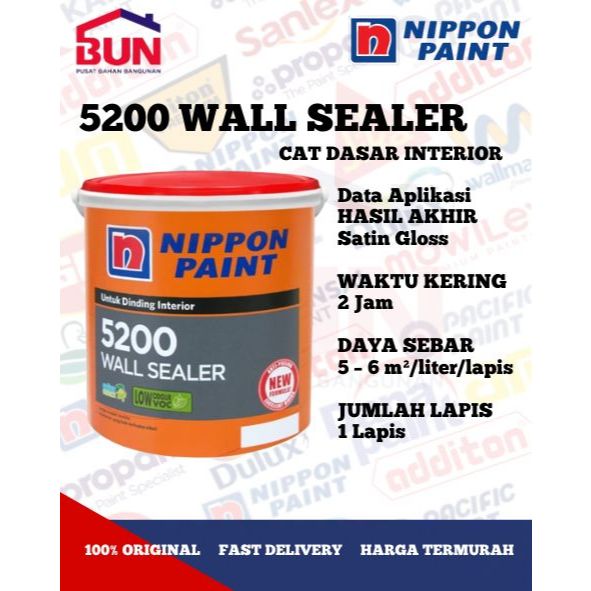 Cat Dasar Tembok Nippon Paint Wall Sealer Interior 5200 5 Kg Galon