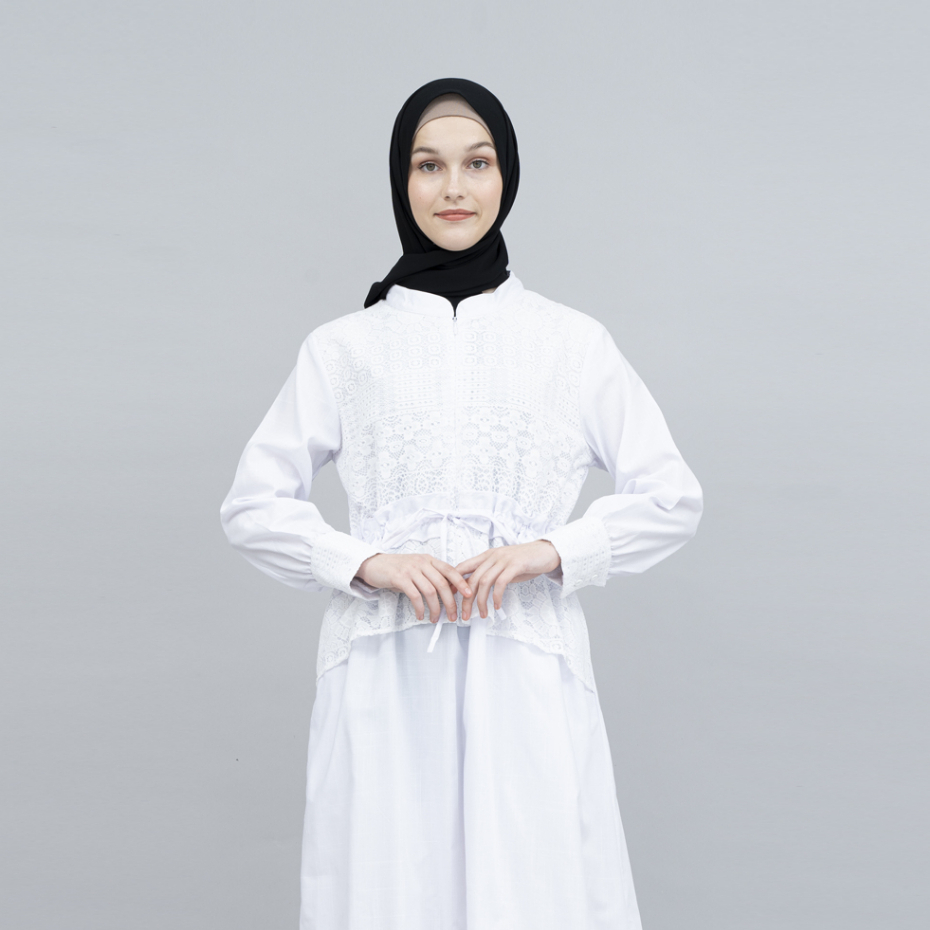 Sekido - Halwa Gamis Dress Putih Bahan Katun Premium