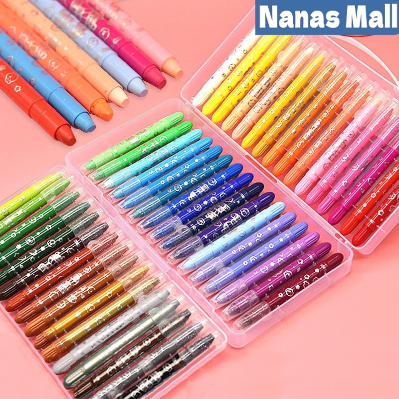 

【READY】Crayon Grasp Mata Sedang 12/36/48 Warna Krayon Lembut Water Soluble Crayon