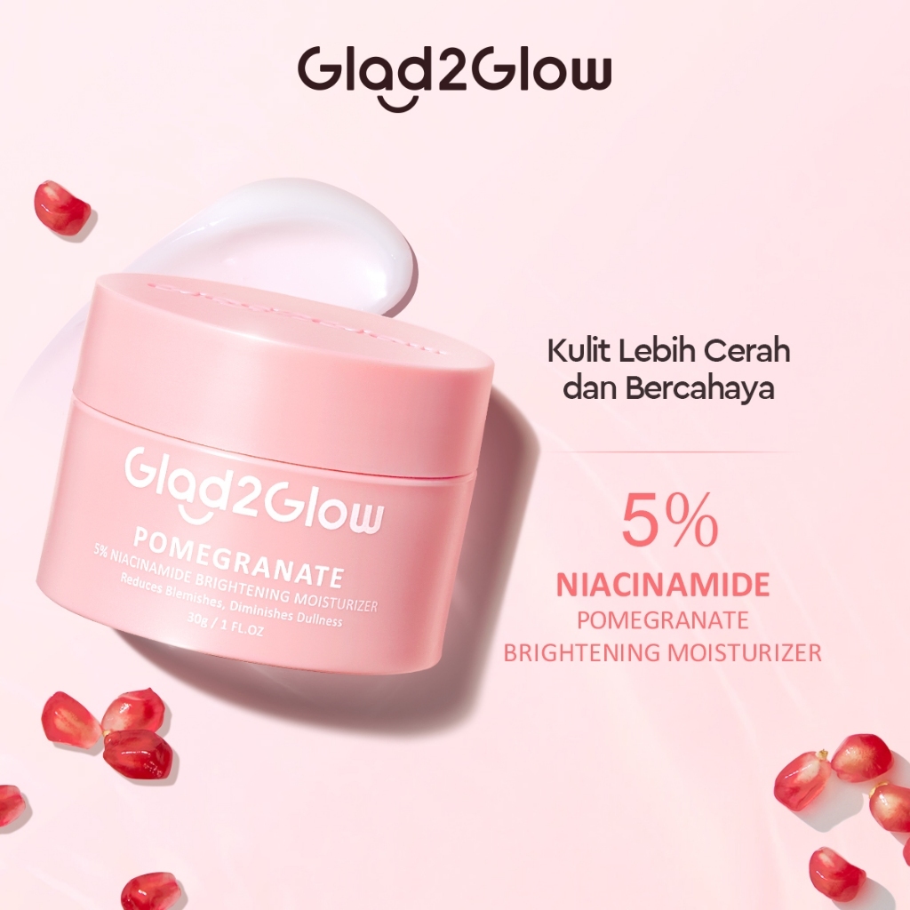 Glad2Glow Pomeganate Moisturizer Niacinamide Brightening / G2G / Glad2Glow Pink