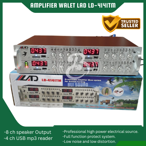 AMPLIFIER WALET LAD LD-4141TM 4 PLAYER 8 CHANNEL ORI GARANSI AMPLI WALET HIGH DISPLAY LED