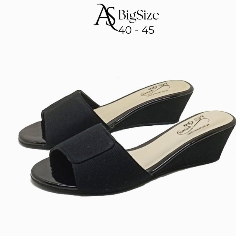 AS - 517 Hitam Sandal Pesta Wanita BigSize 40.45 Sandal Cewek Wedges Slop 5 cm