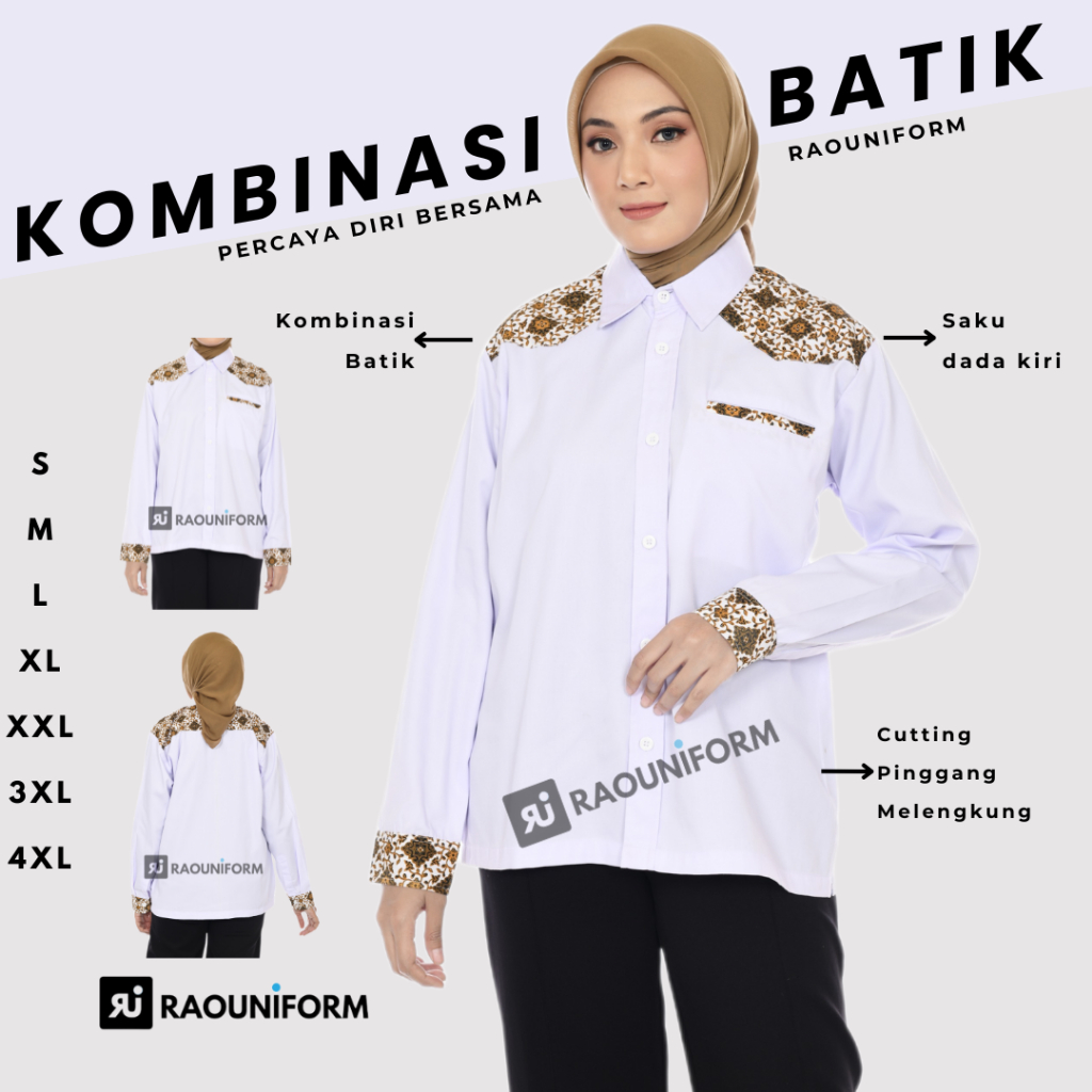 Seragam kerja kombinasi batik/Kemeja batik pria dan wanita/Seragam kerja kantor/Batik Couple