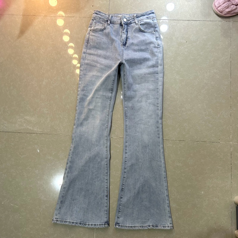 highwaist flare jeans cutbray jeans hw denim po cina bkk light blue hnm h&m celan panjang jeans flar