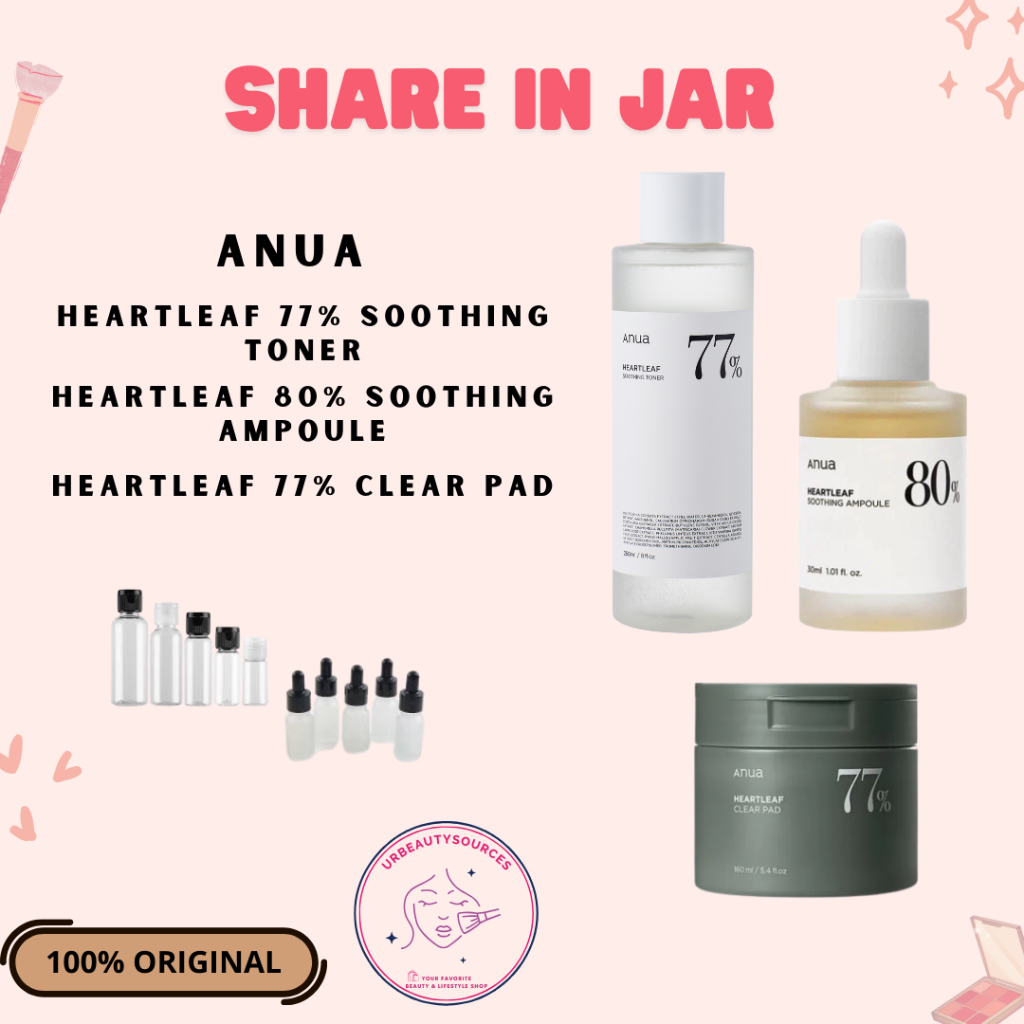 SHARE IN JAR ANUA TONER ANUA SERUM ANUA PAD ANUA CREAM MOISTURIZER ANUA LOTION