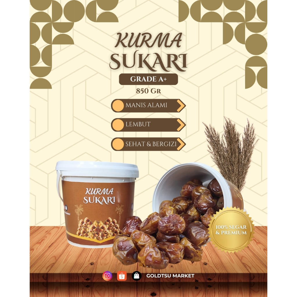 

Kurma Sukari 850 Gr | Kurma Raja Grade A+ Premium Fresh Manis Lembut