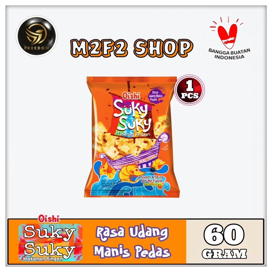 

Oishi Suky Suky Snack Sweet & Spicy Shrimp Flavor | Camilan Makanan Ringan Rasa Udang Manis Pedas Pouch - 60 gr (Kemasan Satuan)