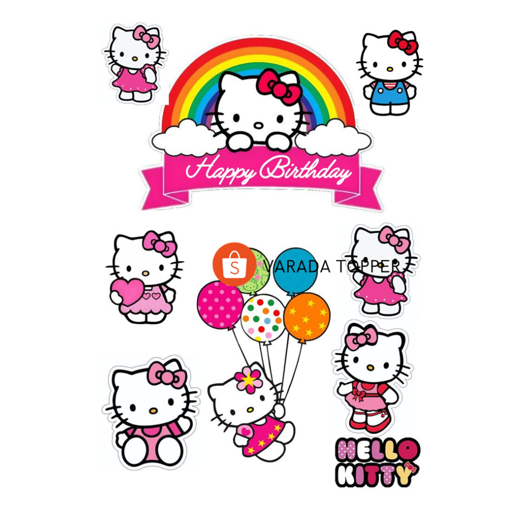Part 2 | HELLO KITTY /Topper Birthday Hello Kitty Request Nama/Hiasan Cake Ultah HELLO KITTY