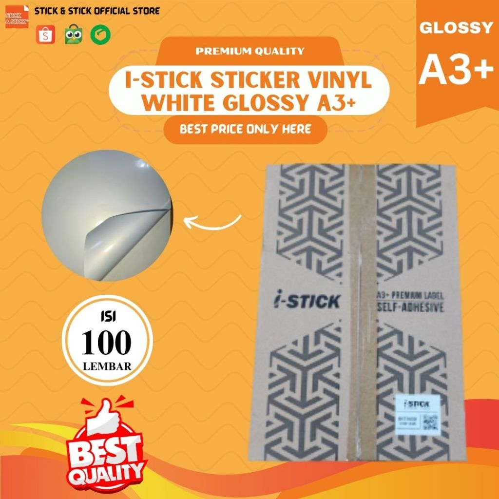

i Stick Stiker Vinyl Glossy Digital Print Laser Toner A3+ Pack