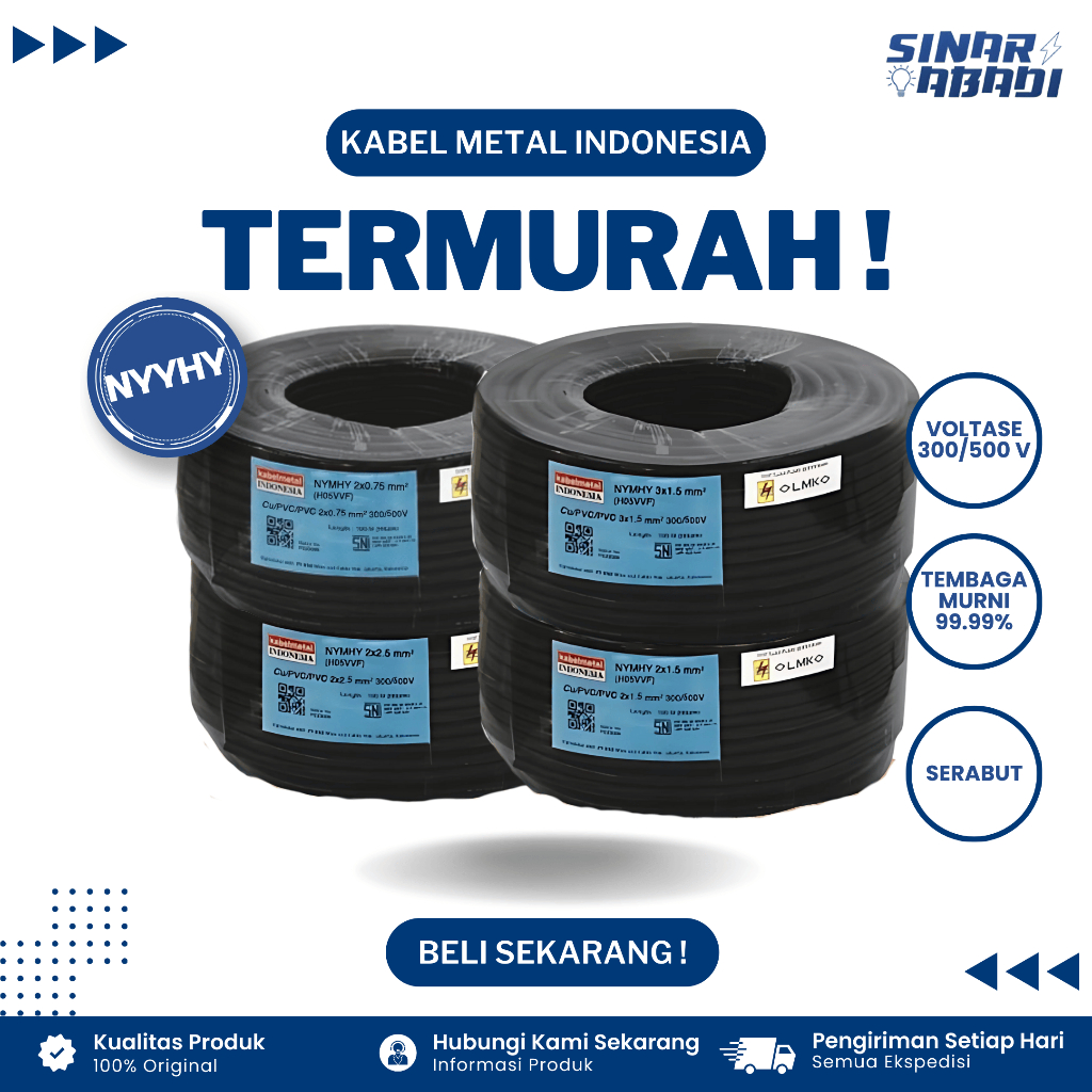 Kabel Metal NYYHY / NYMHY Hitam Meteran