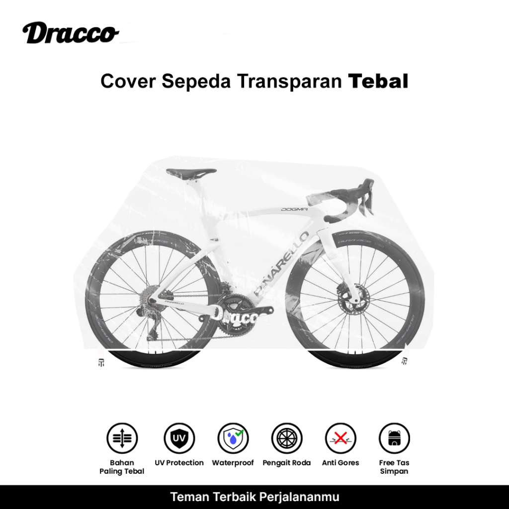 DRACCO sarung sepeda PINARELLO cover roadbike transparan tebal waterproof anti debu free tas simpan