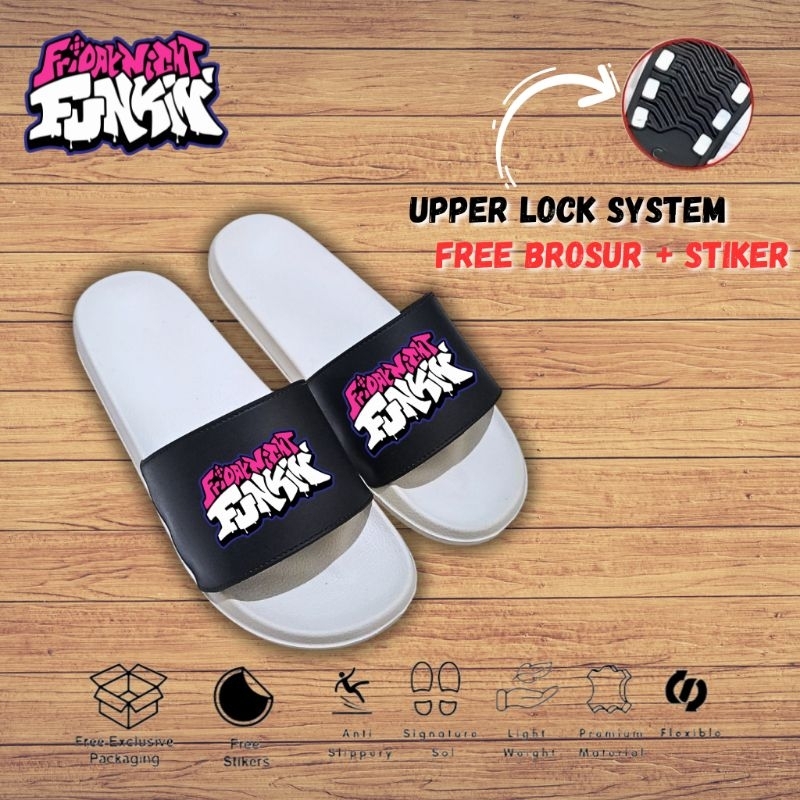 Sandal Slop Karet Tanpa LEM Pria Wanita Hitam Putih