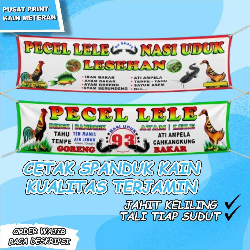 SPANDUK KAIN PECEL LELE / BUBUR KACANG / SARI LAUT / SEAFOOD / SOTO / NASI GORENG/ NASI BEBEK / SATE