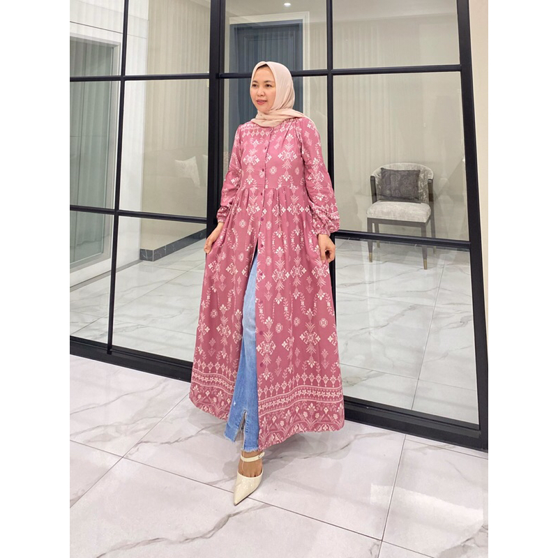 GAMIS RAYON UNIQLO SEMI SUTRA BORDIR MEWAH KRANCANG FUL FURING BY EDNES ORI