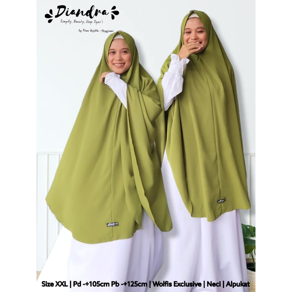 DIANDRA HIJAB_Khimar/Jilbab Syari Size XXL NONPET Pd 110/Pb 120 Wolfis Exclusive Murah