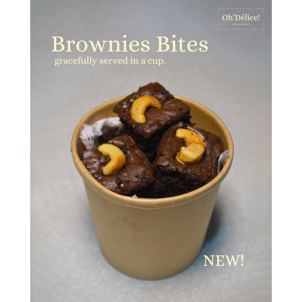 

Brownies Bites | Brownies Panggang | Brownies Box Dengan Topping | Cup Ukuran 16 oz