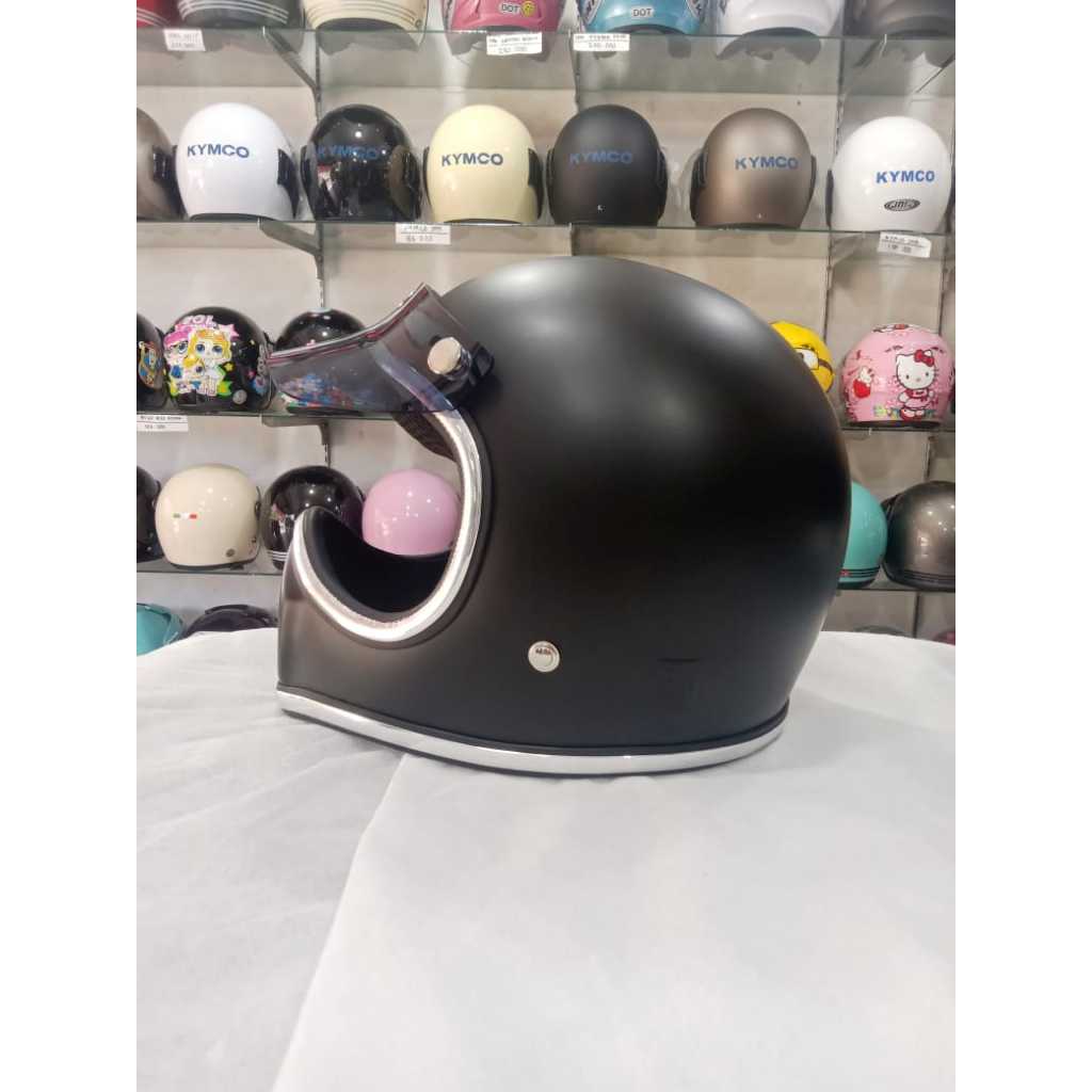 Cakil Pet Helm Anak Full Face Warna Hitam Doff Standar Keamanan SNI COD Packing Kardus & Bubble Wrap