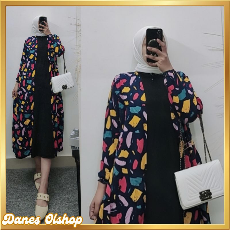 Gamis Midi Crinckle Kombinasi Rayon Motif LD 116