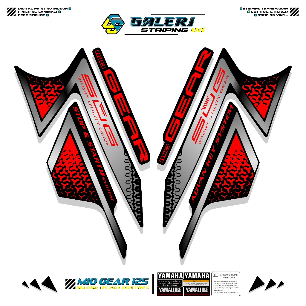 STRIPING YAMAHA GEAR 125 TYPE S MOTIF 1 STICKER GEAR 125 2023 2024 STIKER LIST MOTOR GEAR STANDAR