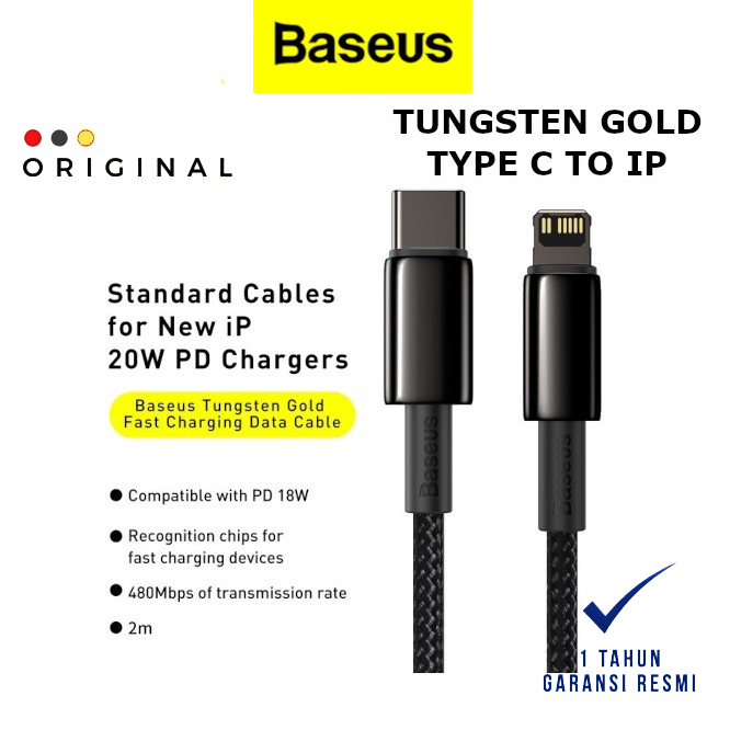 Baseus Tungsten Gold Fast Charging Data Cable Type-C to iP PD 20W - BASEUS OFFICIAL STORE ( CODE 100