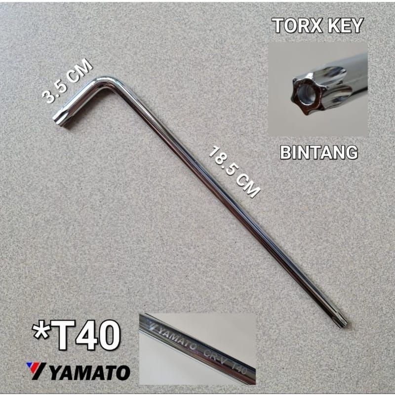 KUNCI L BINTANG CHROOMIUM T40 LONG LUBANG TENGAH
