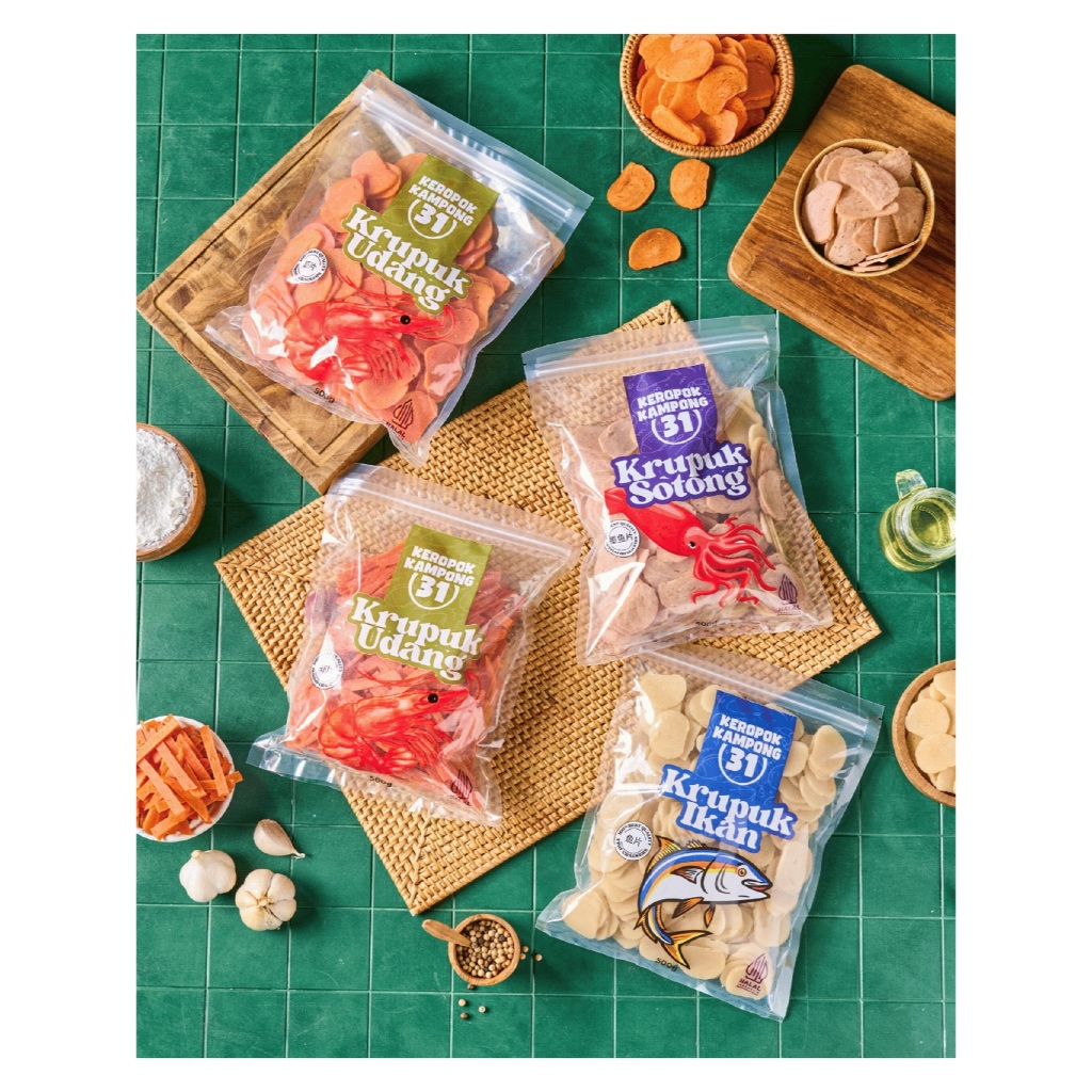 

Kerupuk Udang Ikan Sotong Halal Keropok Kampong Mentah 500gr