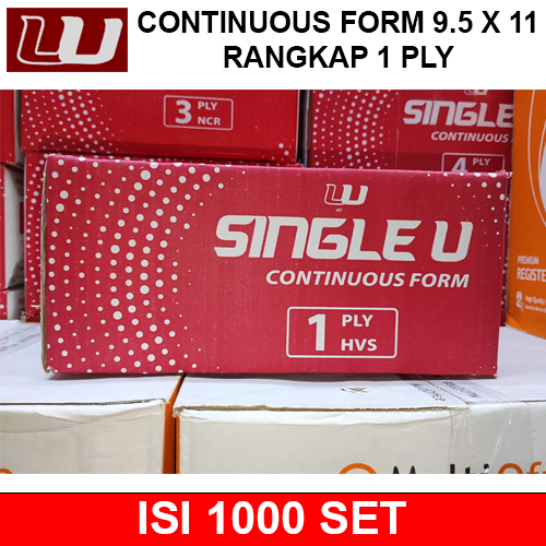 

Kertas Continuous Form 9.5 x 11 Rangkap 1 Ply Single U Full Bagi 2