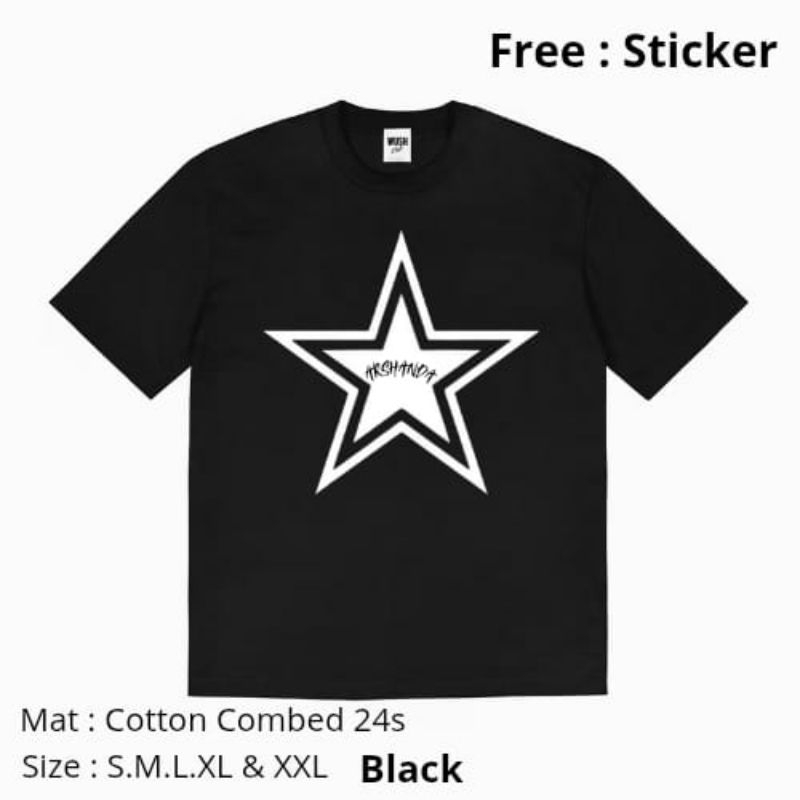 Baju Kaos Pria Wanita Bintang Hitam S-XXL