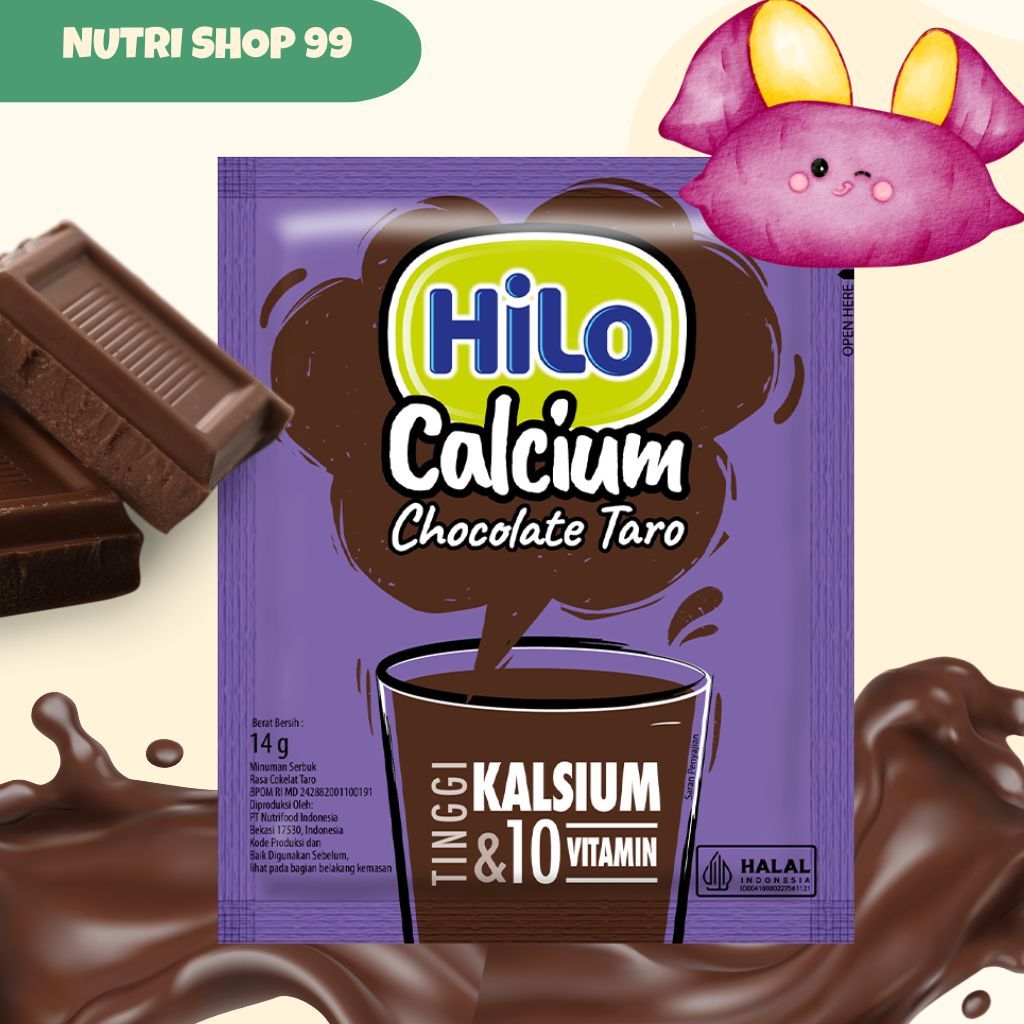 

Hilo CHOCOLATE TARO Minuman Coklat Tinggi Kalsium 10 Sachet x 14gr