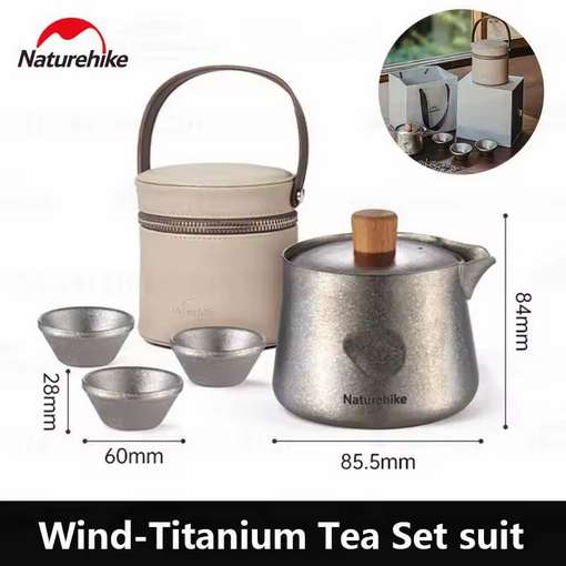 NATUREHIKE CNK2450CF025 TEAPOT TIATINIUM SET PERALATAN MINUM
