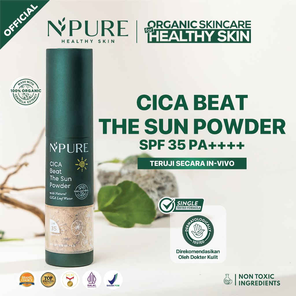 SUNSCREEN POWDER - NPURE Sunscreen Powder Cica SPF 35 PA++++ / Beat the Sun Powder / Sunscreen Bedak