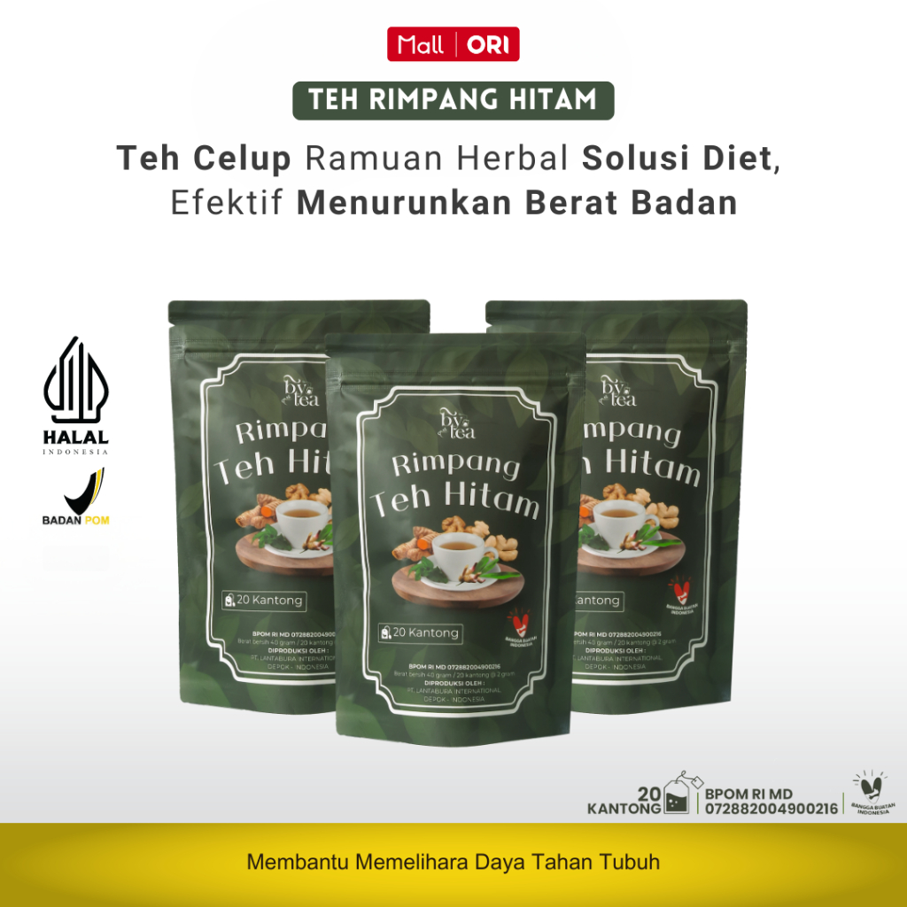 

PAKET 3 POUCH Bytea Rimpang Teh Hitam 100% Bahan Alami Herbal Diet Detox Pelangsing Isi 20 Kantung