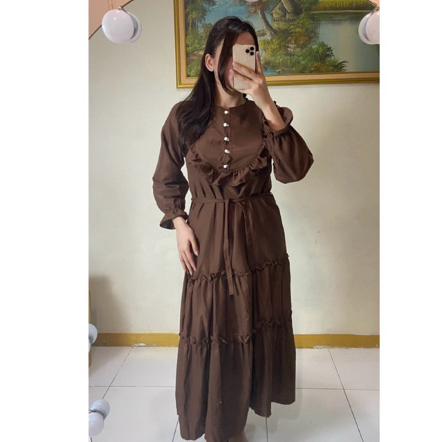 Qatar Dress | Maxi Dress Wanita Lebara Eid Mubarak | Dress Ramadhan | Long Dress Wanita | Ruffle dre