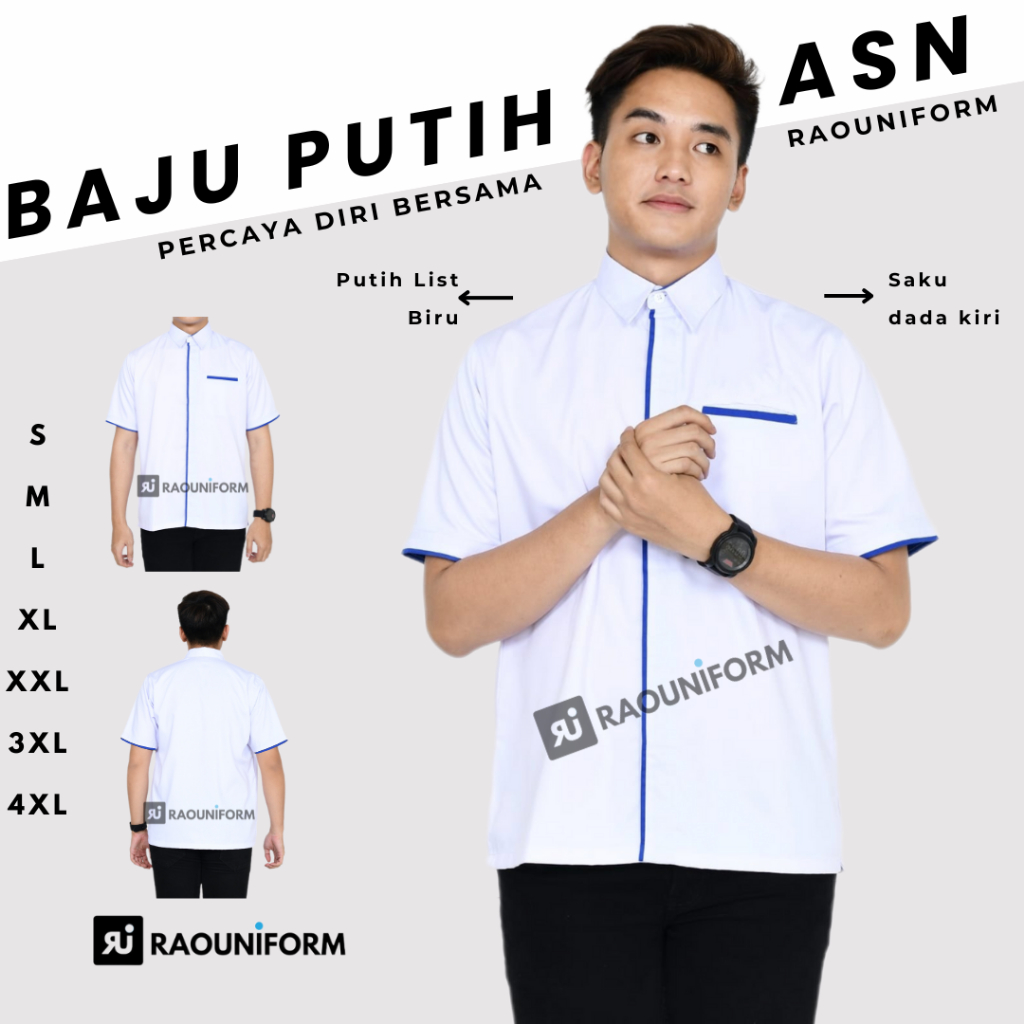 Kemeja Putih Kantor/Seragam Kesehatan/Baju Putih ASN/Baju Kerja Custom Bordir/Kemeja Dinas Putih