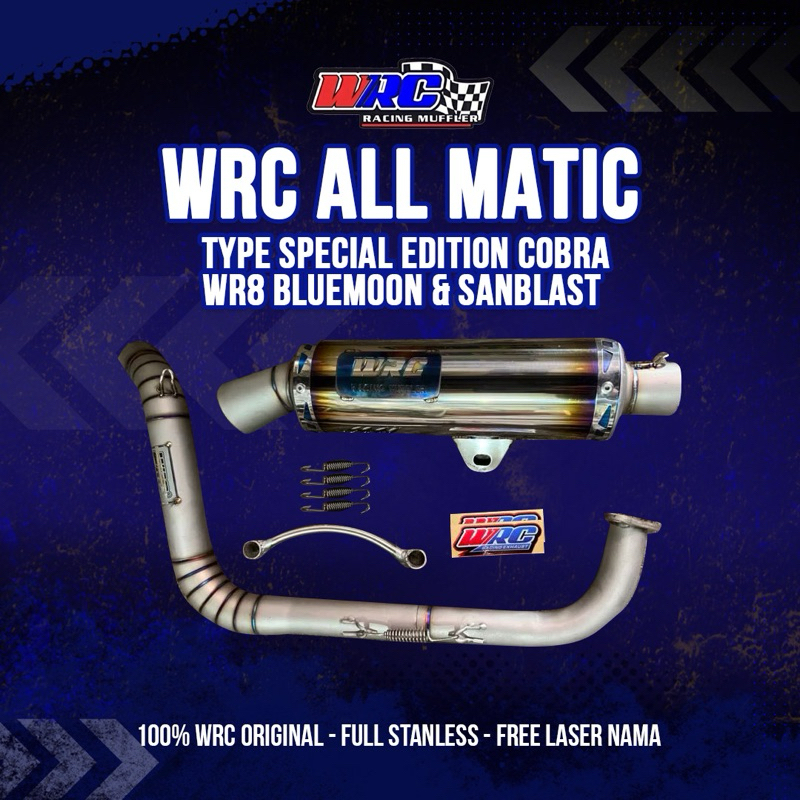 WRC KNALPOT  RACING TYPE SPECIAL EDITION COBRA WR8 BLUEMOON & SANBLAST ALL MATIC FREE REQUEST 100% W