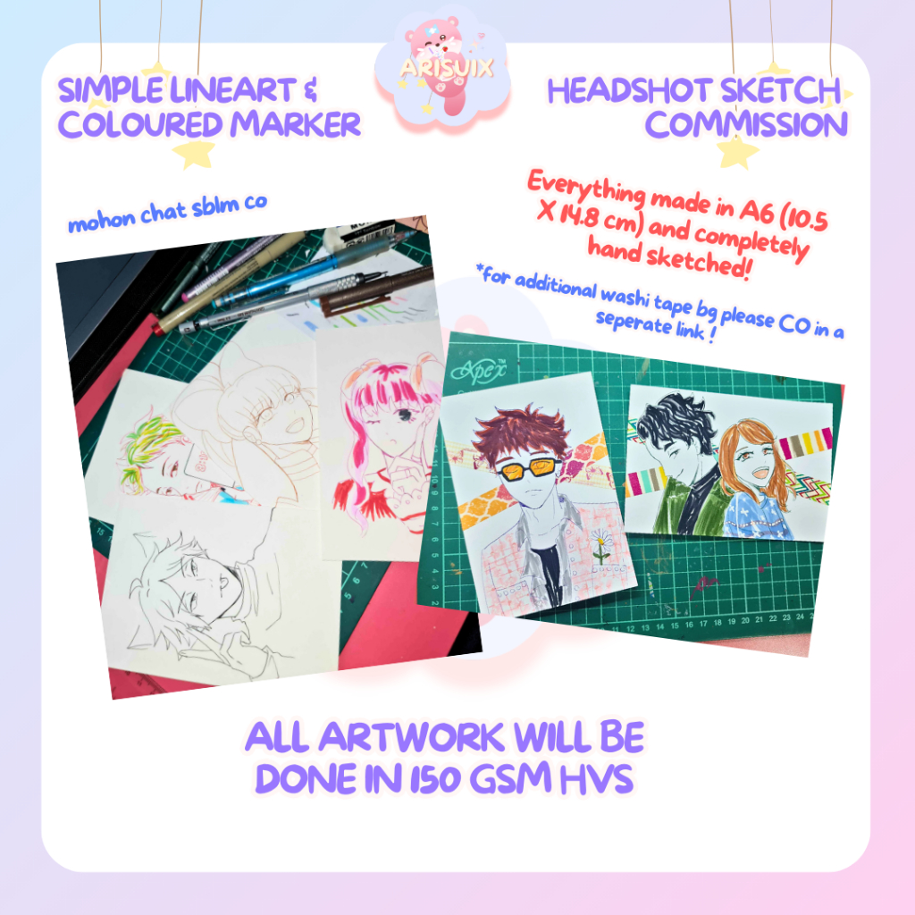 [Arisuix] A6 Custom Sketch Commission (with washi tape)