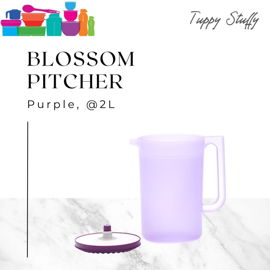 Tupperware Blossom Pitcher 2L Ungu | teko Aesthetic Teko Cantik Teko Kedap Air anti tumpah