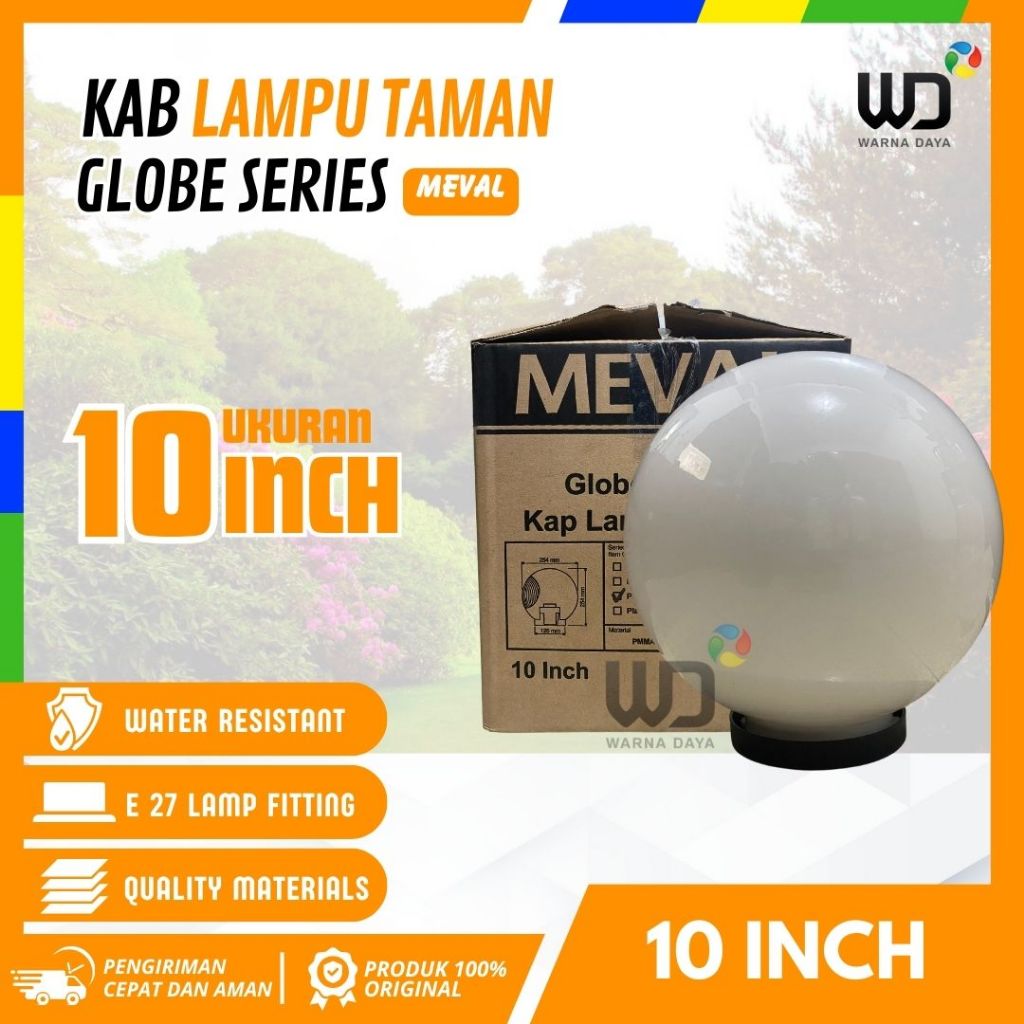 Kap Lampu Taman Globe Series Meval 10 Inch