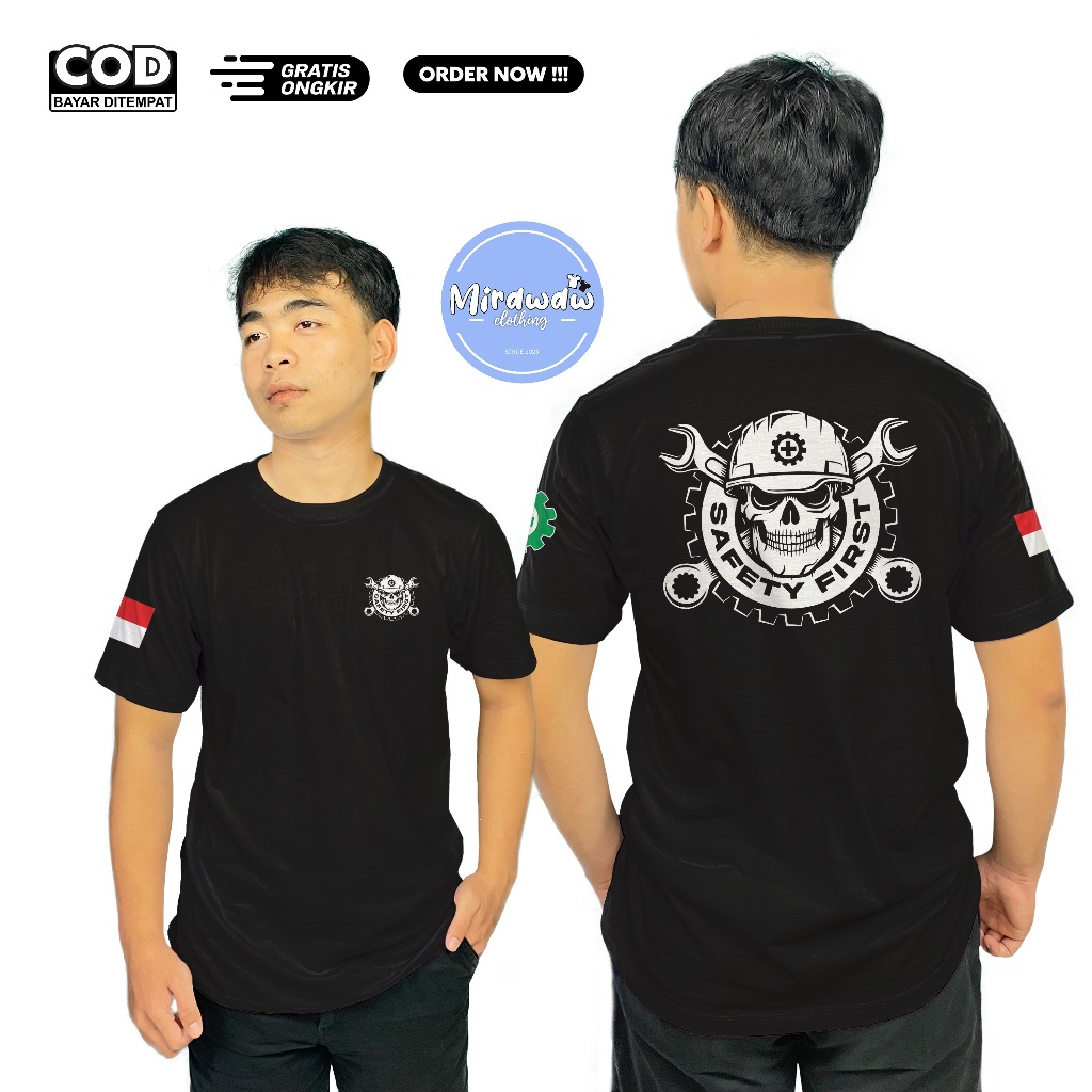 Kaos SAFETY FIRST Skull Design Baju Distro