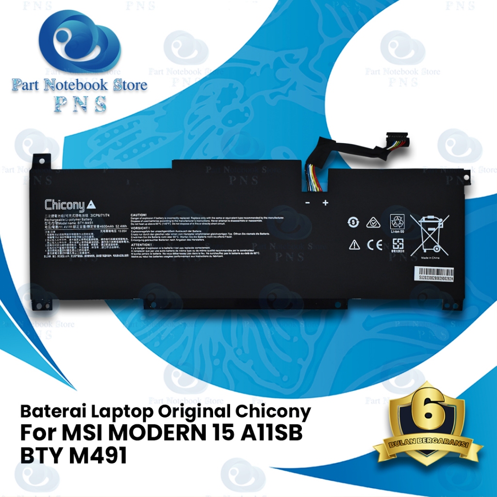 Baterai Laptop Chicony For MSI Modern 15 A11SB BTY M491 11.4V 52.4Wh