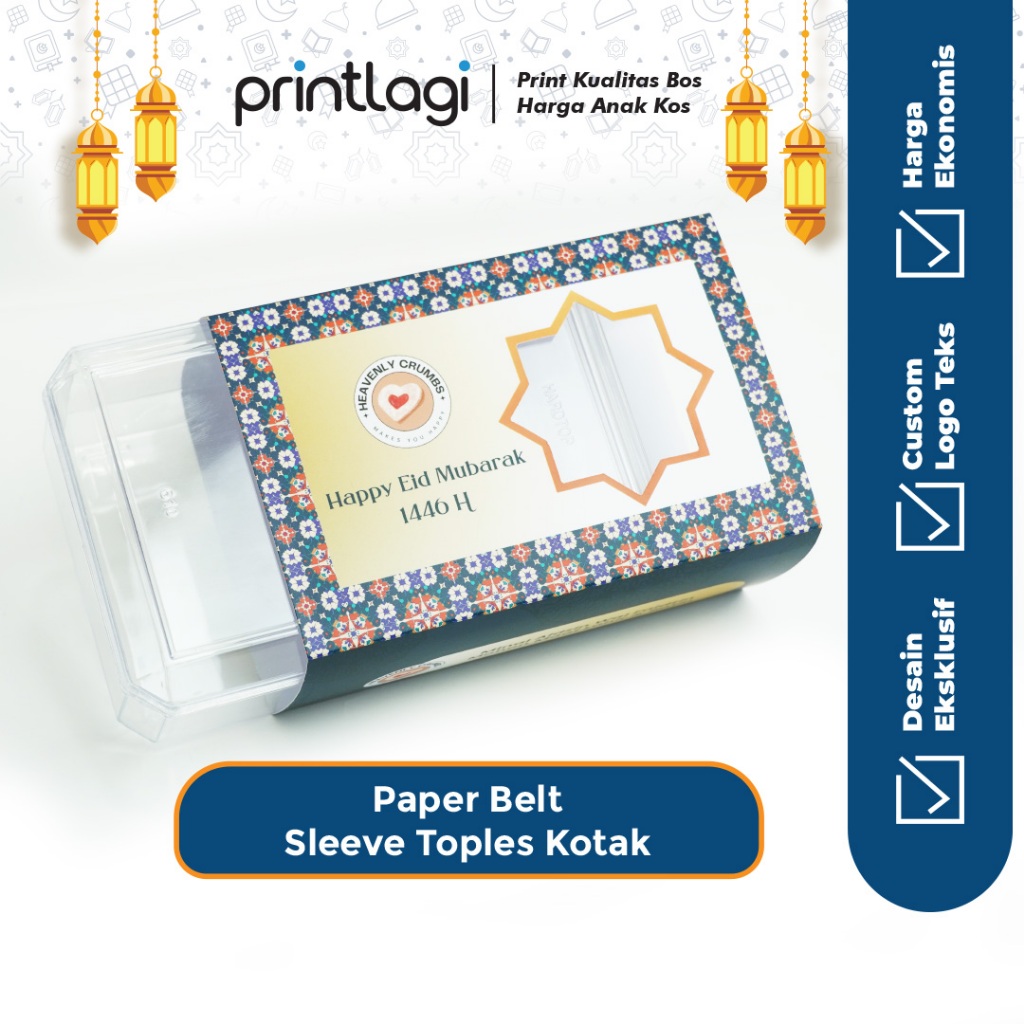 

Paper Belt Toples Kue Lebaran - Slide Sleeve Hardtop Bahan Art Carton - Ukuran Full