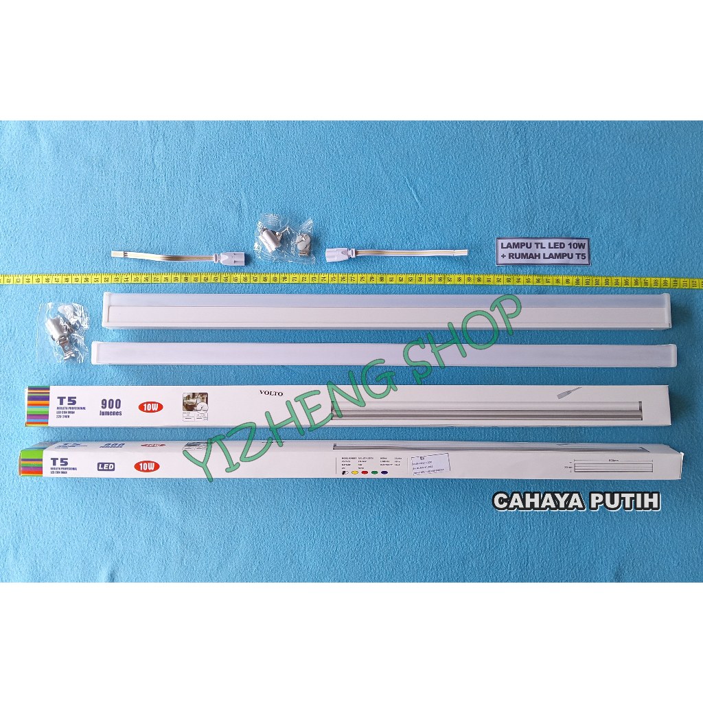 LAMPU TL T5 LED 10W CAHAYA PUTIH 1 SET (LAMPU+RUMAH) VOLTO/JASTEC