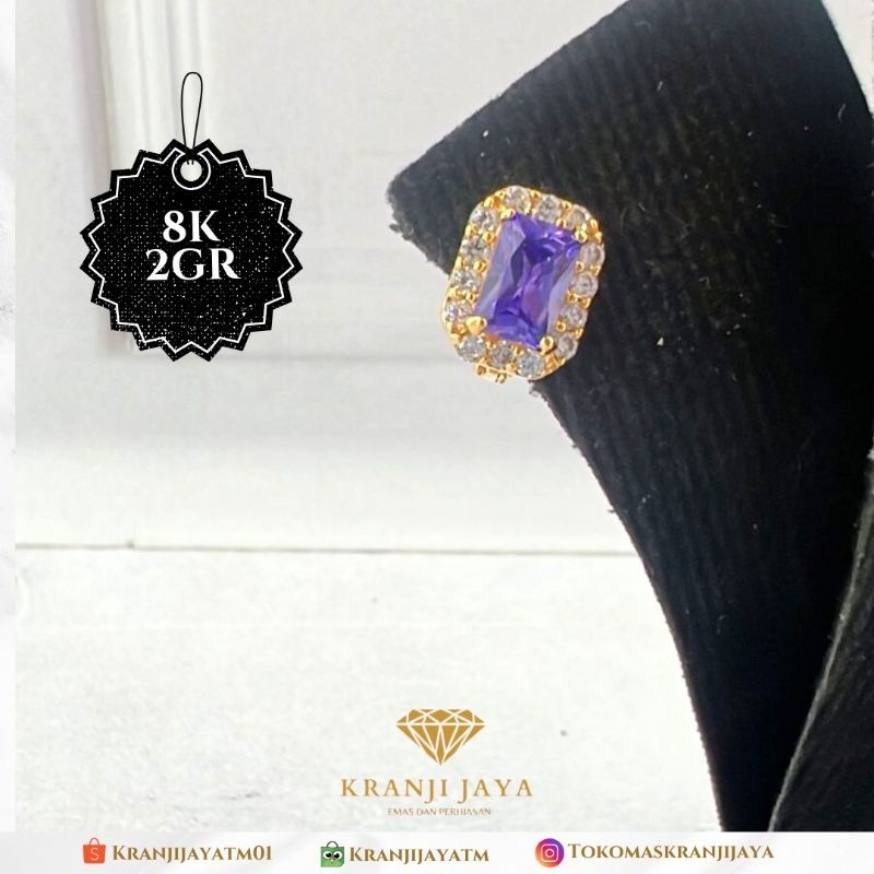Anting Cor Mata Ungu Emas 8K